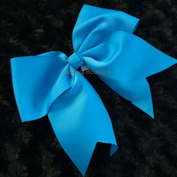 Turquoise Solid Cheer Bow  (2) - Picture 1 of 3